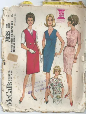 Vintage Pattern - Jumper or Dress - McCall's Pattern 7635 - 1965 - Bust 86 cm - Uncut Pattern