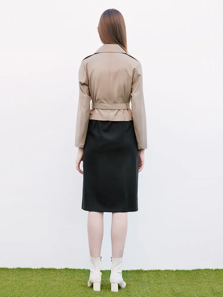 Women Trench Coat And Vest Dress Two-Piece Suit