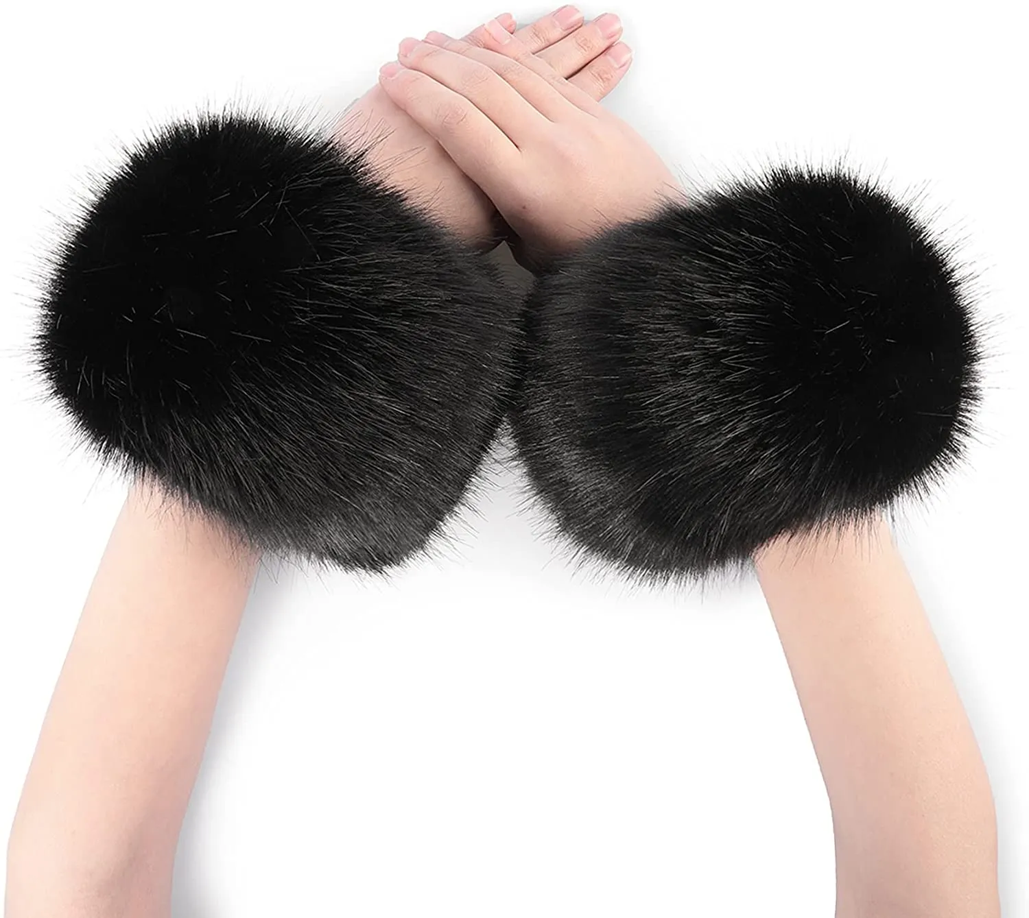 Women's Faux Fur Wrist Cuffs Winter Fluffy Arm Warmer Boot Cuffs Fur Leg Warmers