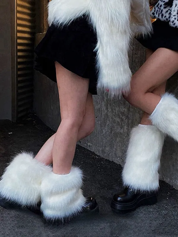 Y2k faux fur leg warmers