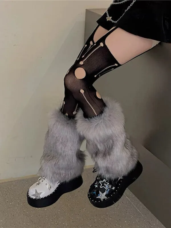 Y2k faux fur leg warmers