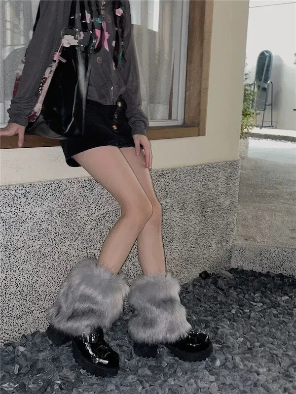 Y2k faux fur leg warmers