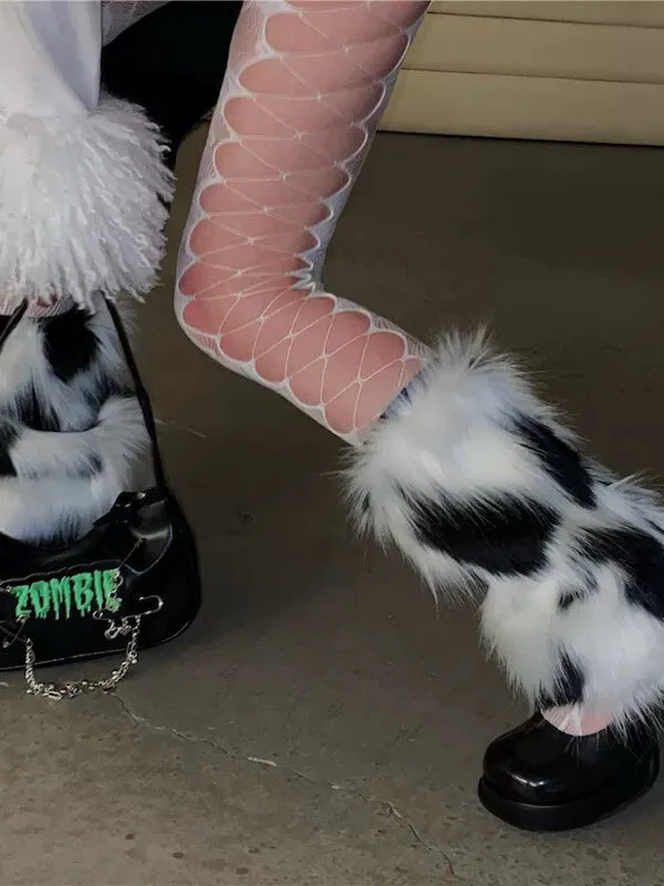 Y2k faux fur leg warmers