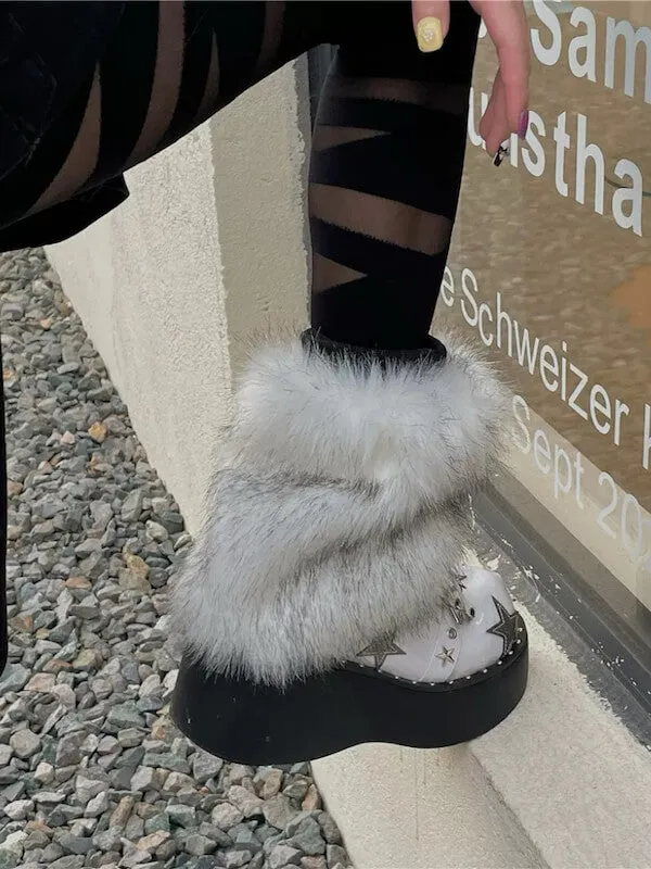 Y2k faux fur leg warmers