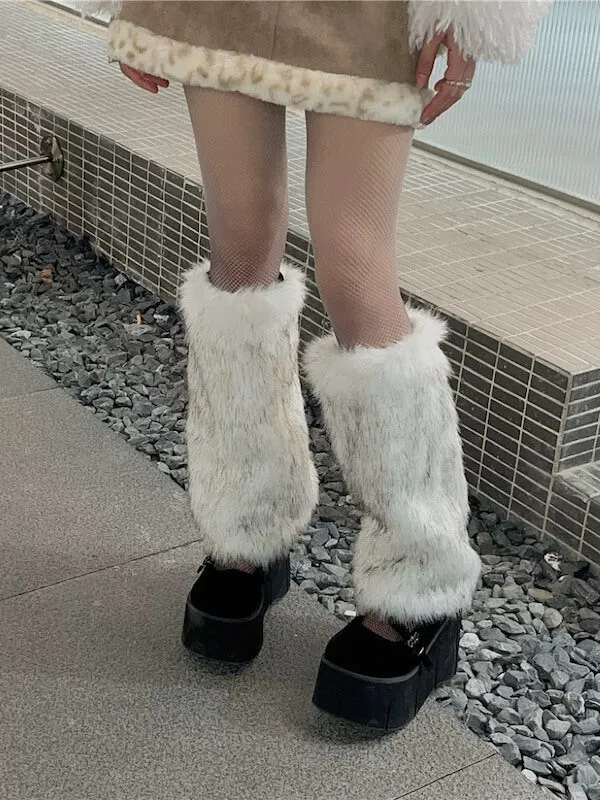 Y2k faux fur leg warmers