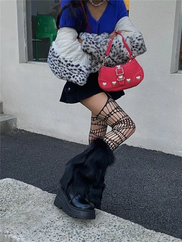 Y2k faux fur leg warmers