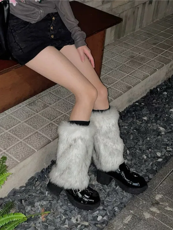Y2k faux fur leg warmers