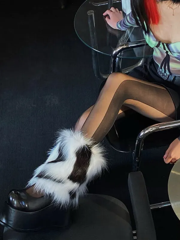 Y2k faux fur leg warmers